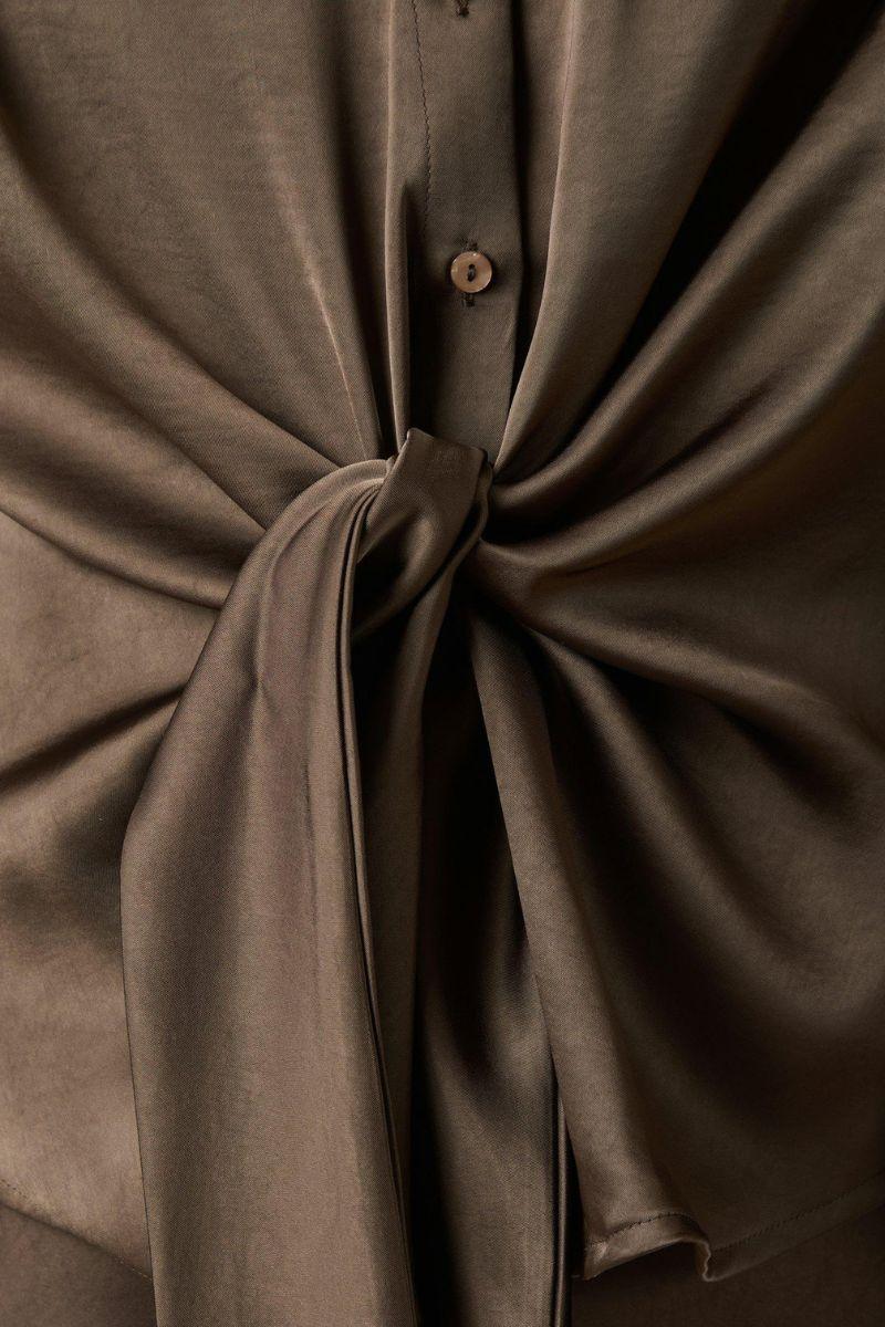 Naja Satin Shirt | Dark Brown | Bluse fra Neo Noir - Image 5