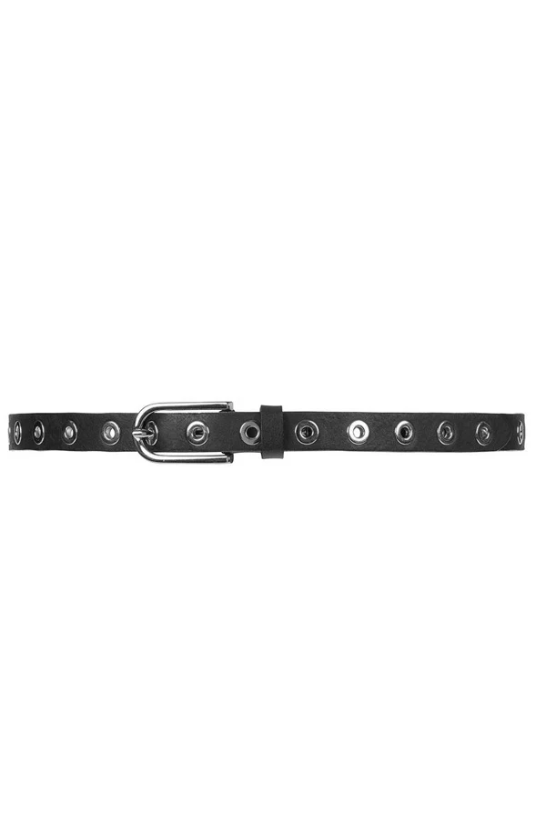 Narrow Belt Studs | Sort | Smalt bælte med sølv nitte huller fra Depeche