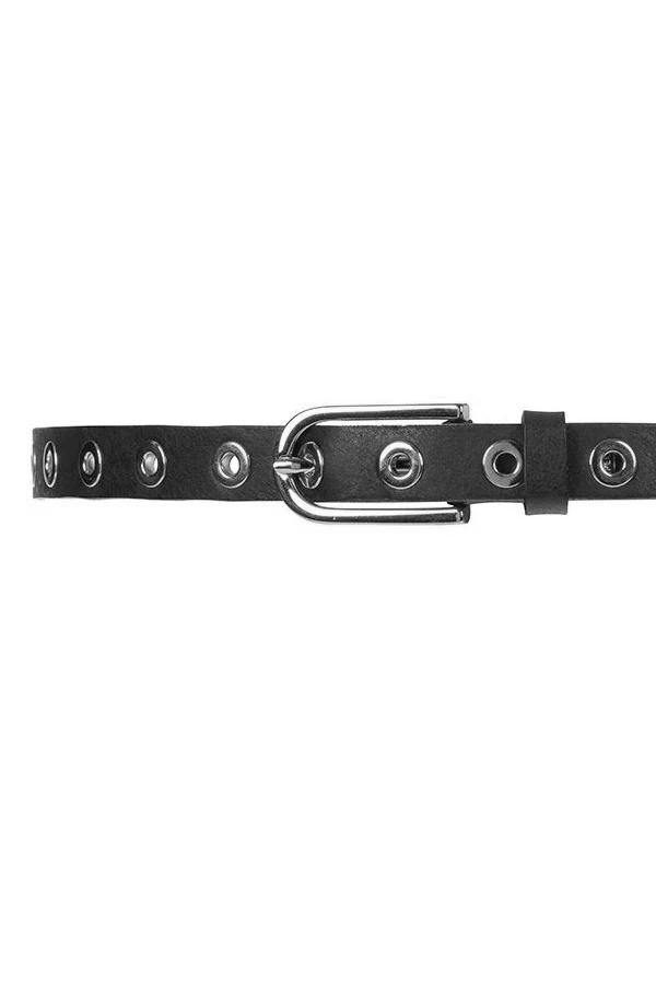 Narrow Belt Studs | Sort | Smalt bælte med sølv nitte huller fra Depeche - Image 2