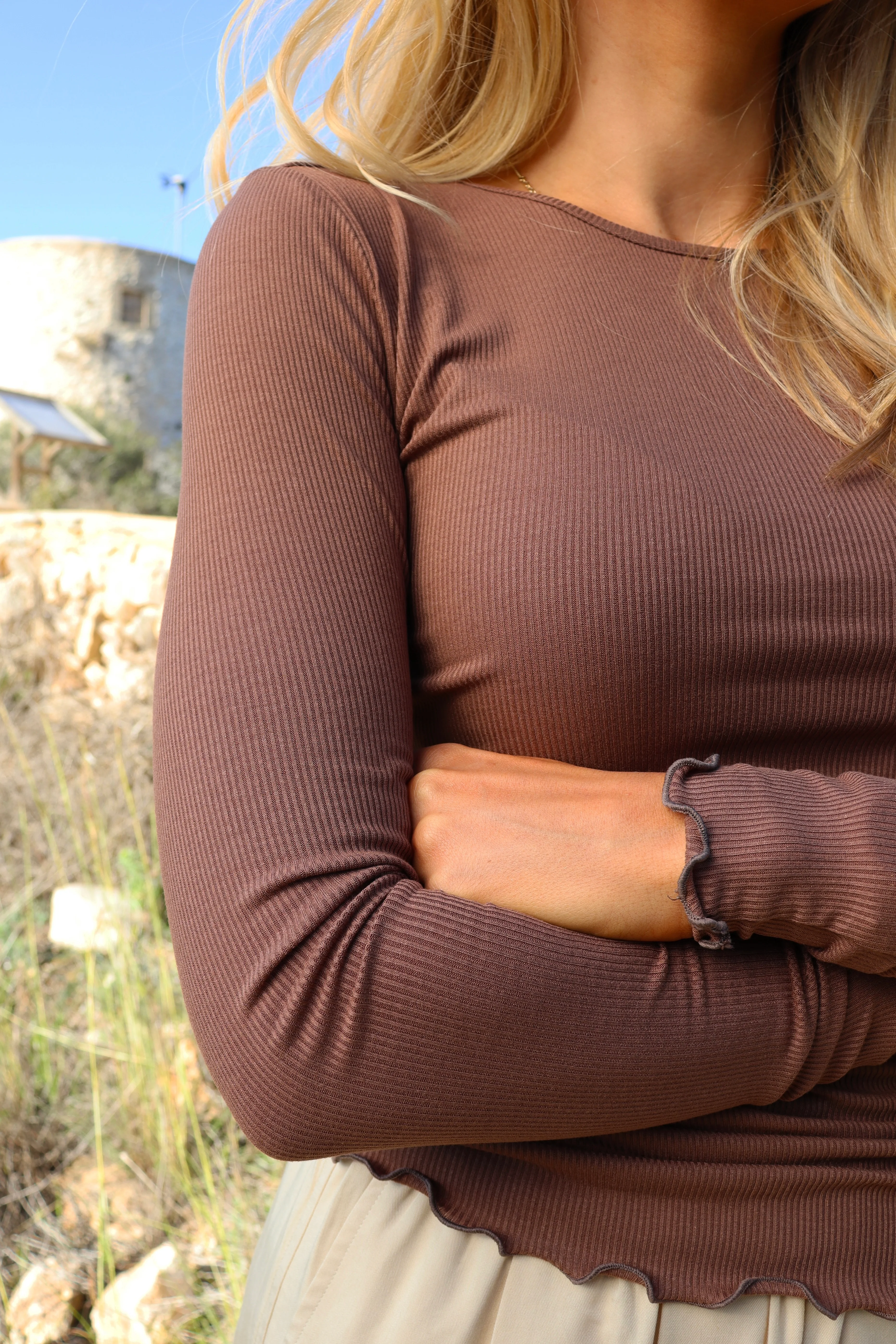 Natalia Ls Round Neck Blouse | Brown | Bluse fra Liberté - Image 4
