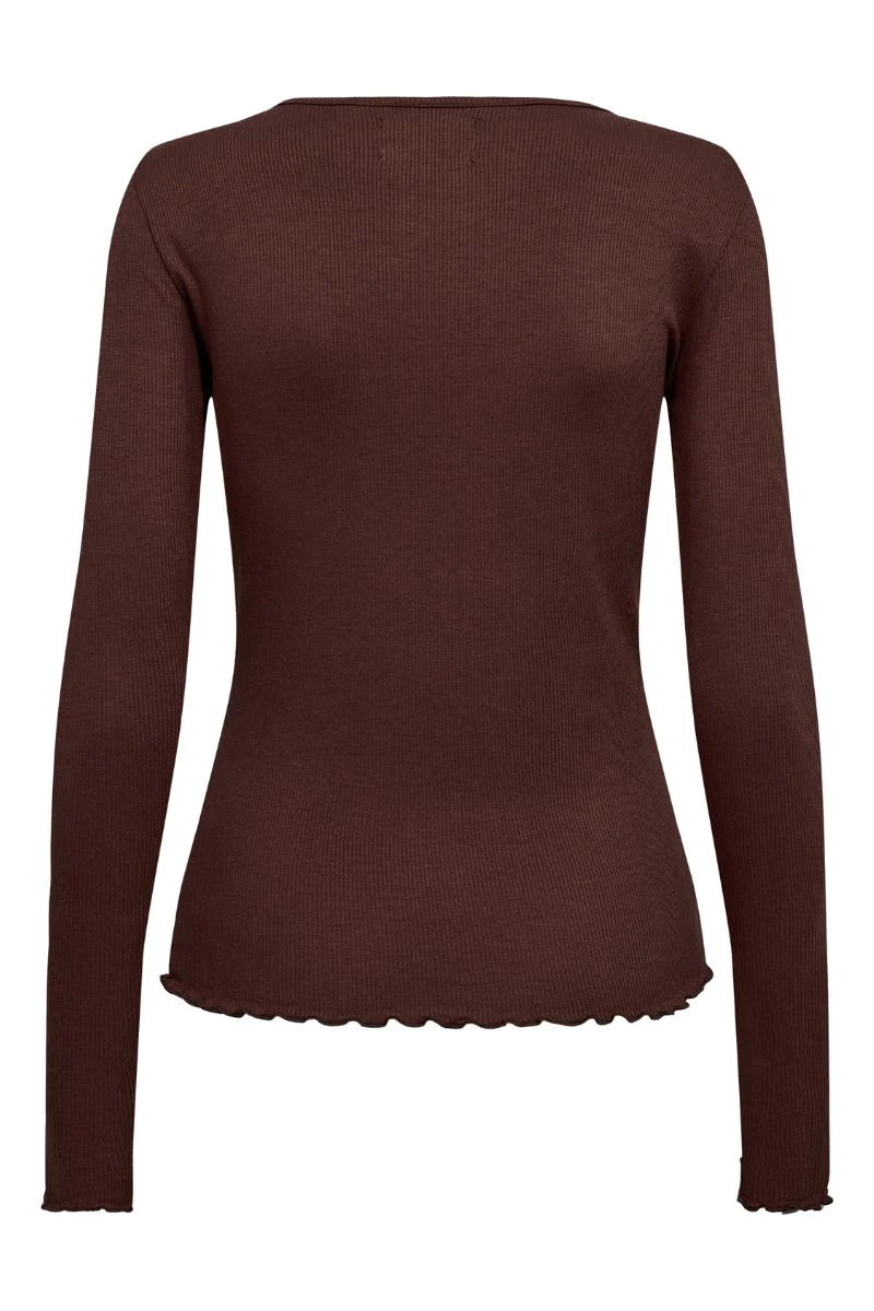 Natalia Ls Round Neck Blouse | Dark Brown | Bluse fra Liberté - Image 3