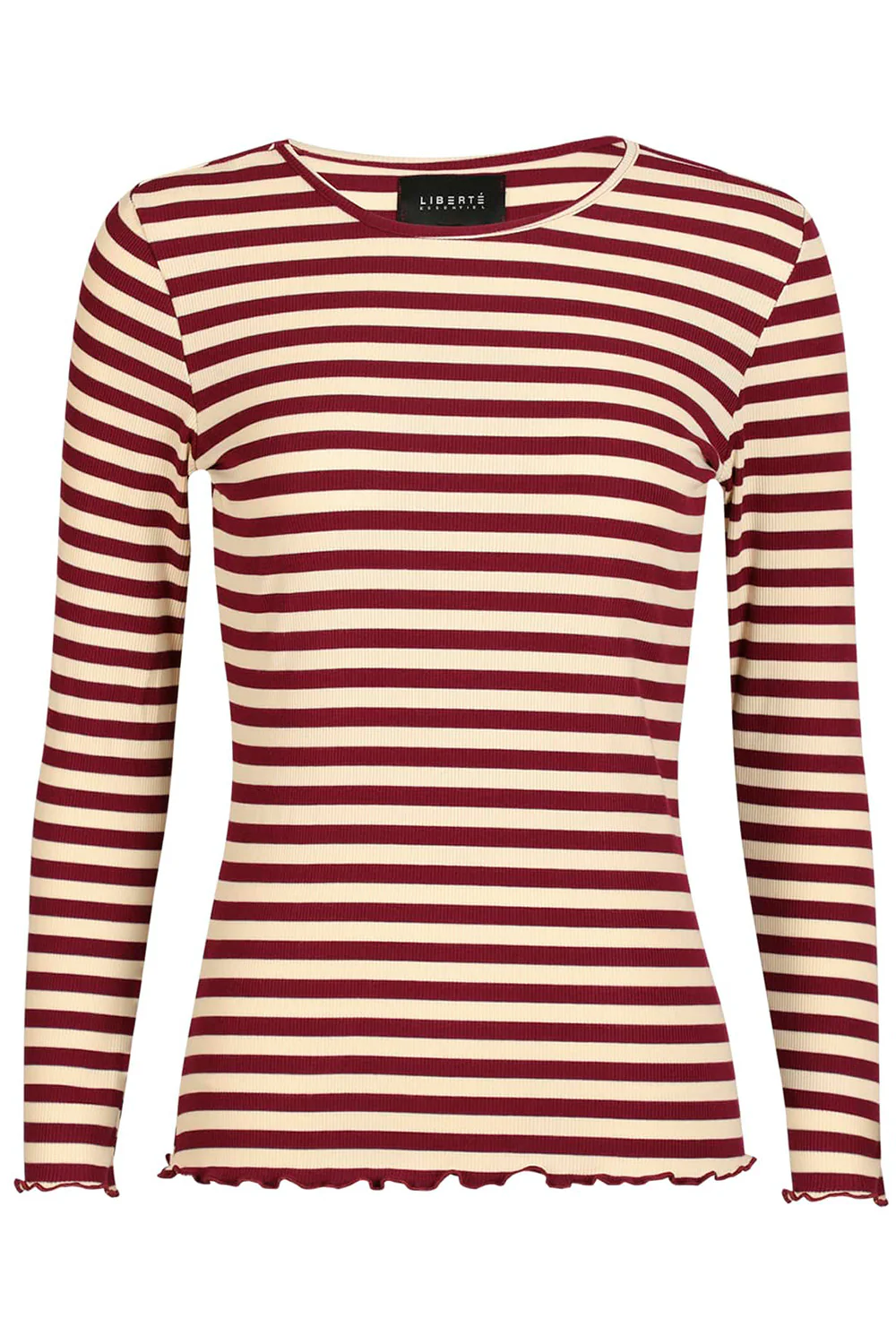 Natalia Ls Round Neck Blouse | Plum Creme Stripe