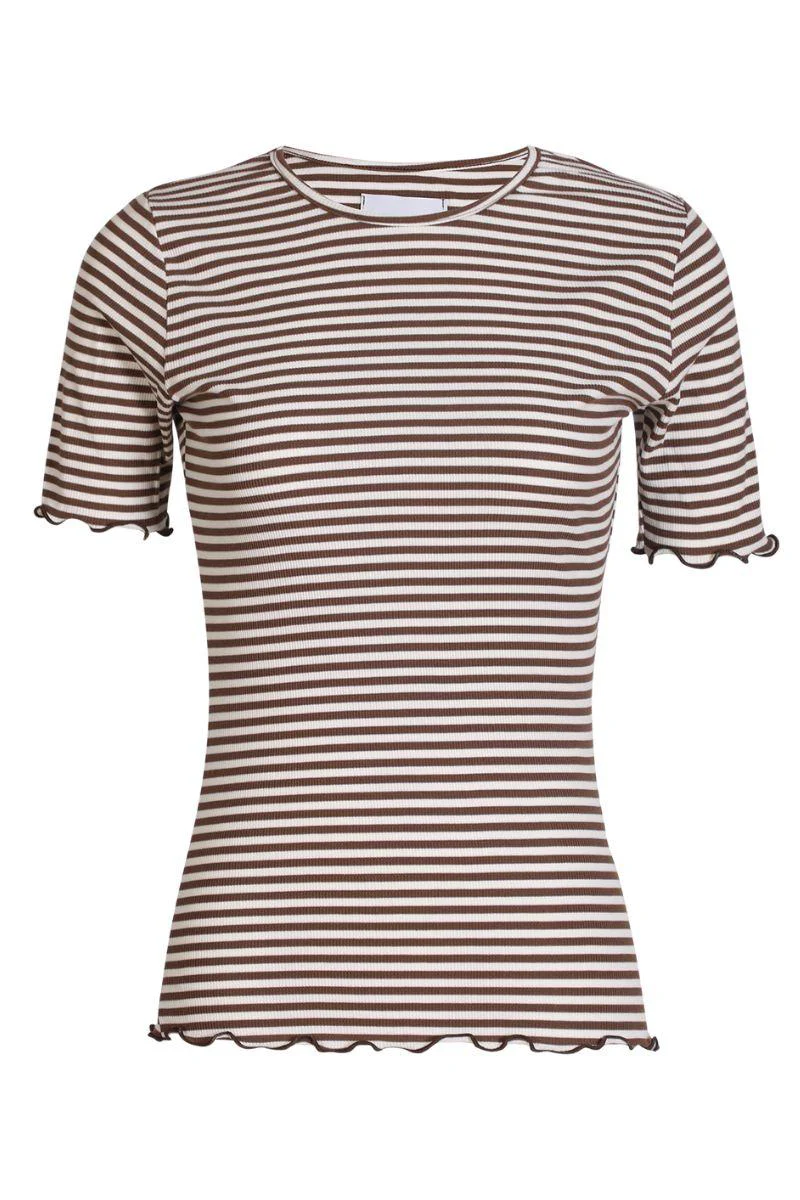 Natalia Ss Blouse | Brown Creme Stripe