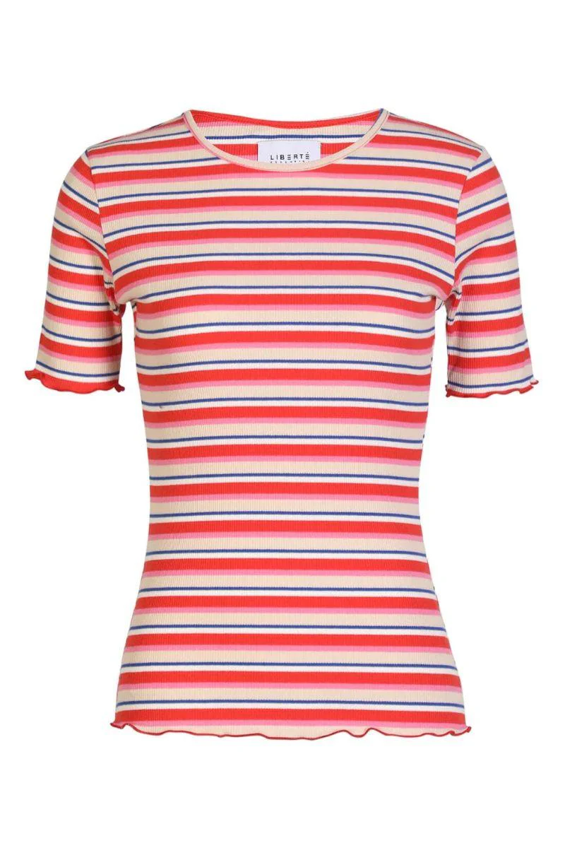 Natalia Ss Blouse | Creme Orange Blue Stripe