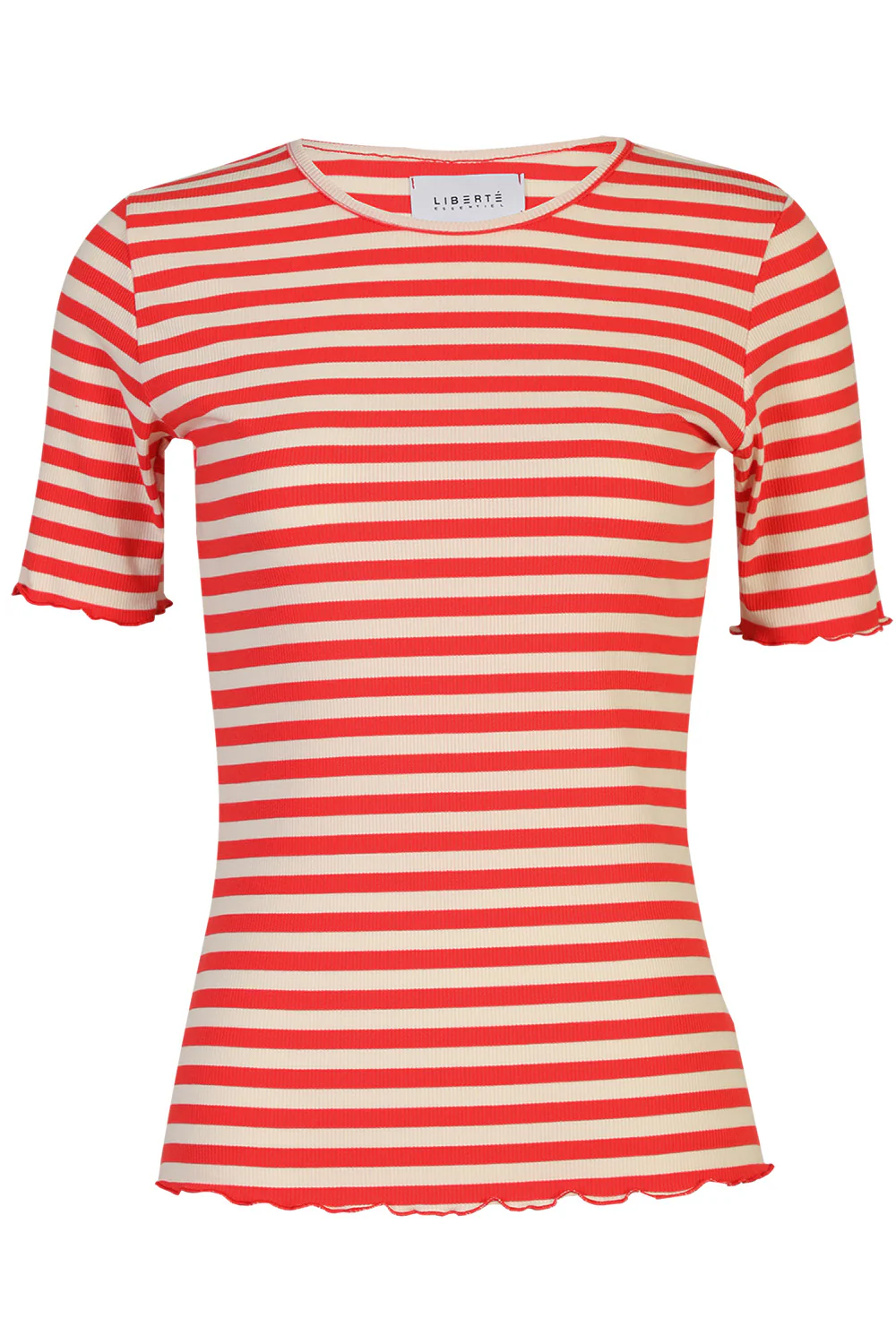 Natalia Ss Blouse | Lobster Red Creme Stripe