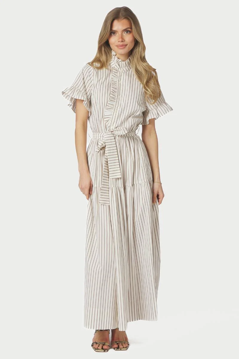 Nellie Wide Stripe Dress | Ivory | Kjole fra Neo Noir - Image 5