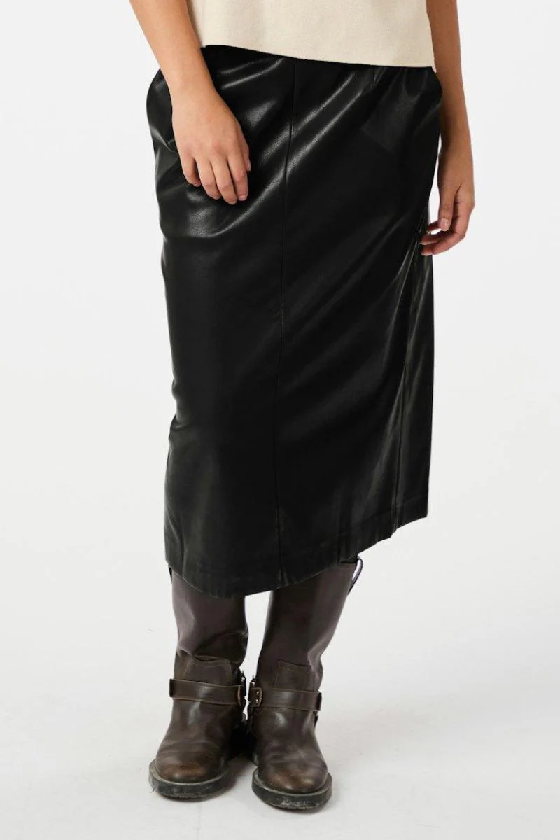 Nettie Faux Leather Skirt | Black | Nederdel fra Neo Noir - Image 2