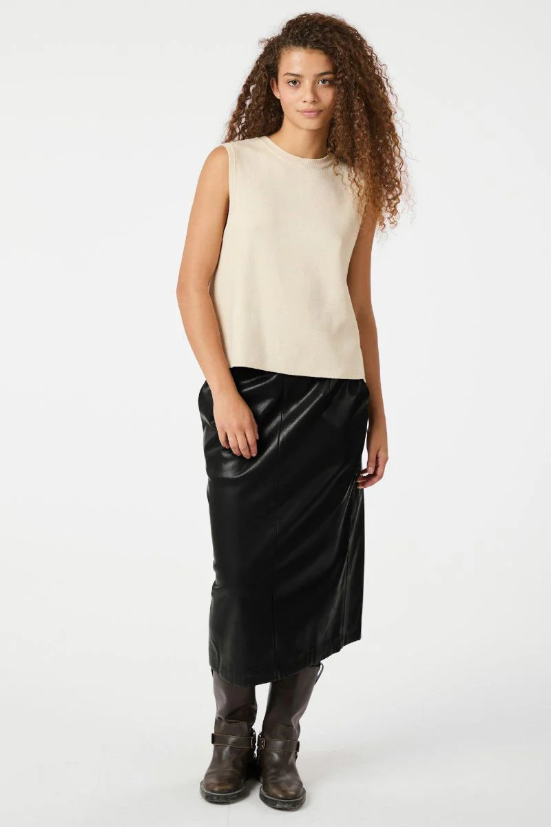 Nettie Faux Leather Skirt | Black | Nederdel fra Neo Noir - Image 4
