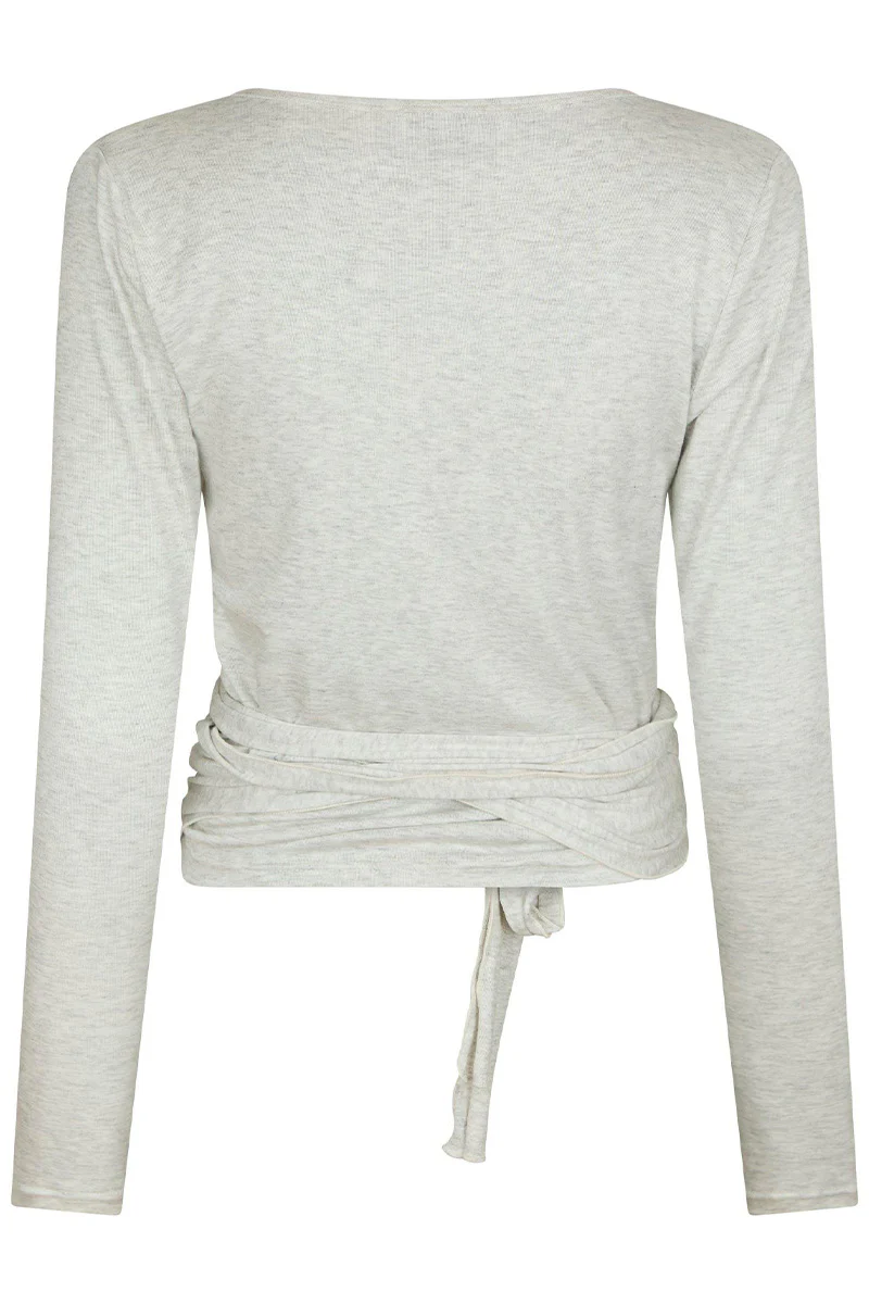 Nia Jersey Wrap Blouse | Light Grey Melange | Athleisure fra Neo Noir - Image 5