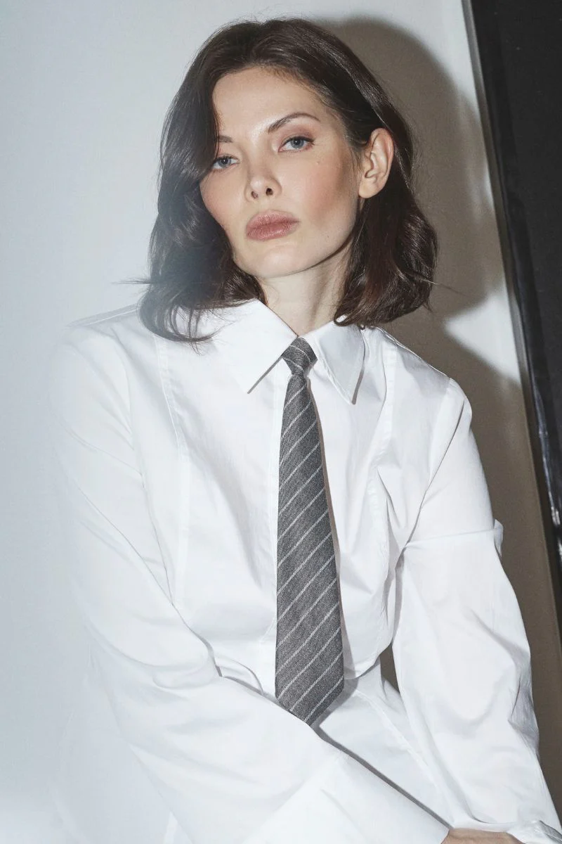 Nila Stripe Tie 39050 | Mid Grey | Slips fra Co'couture - Image 5