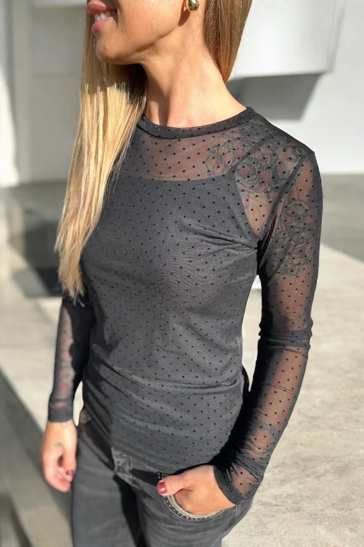 Nola Mesh | Black Dot | Mesh bluse fra Statebird - Image 4