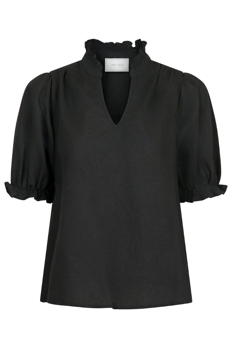 Odesa Linen Blouse | Black | Bluse fra Neo Noir - Image 2