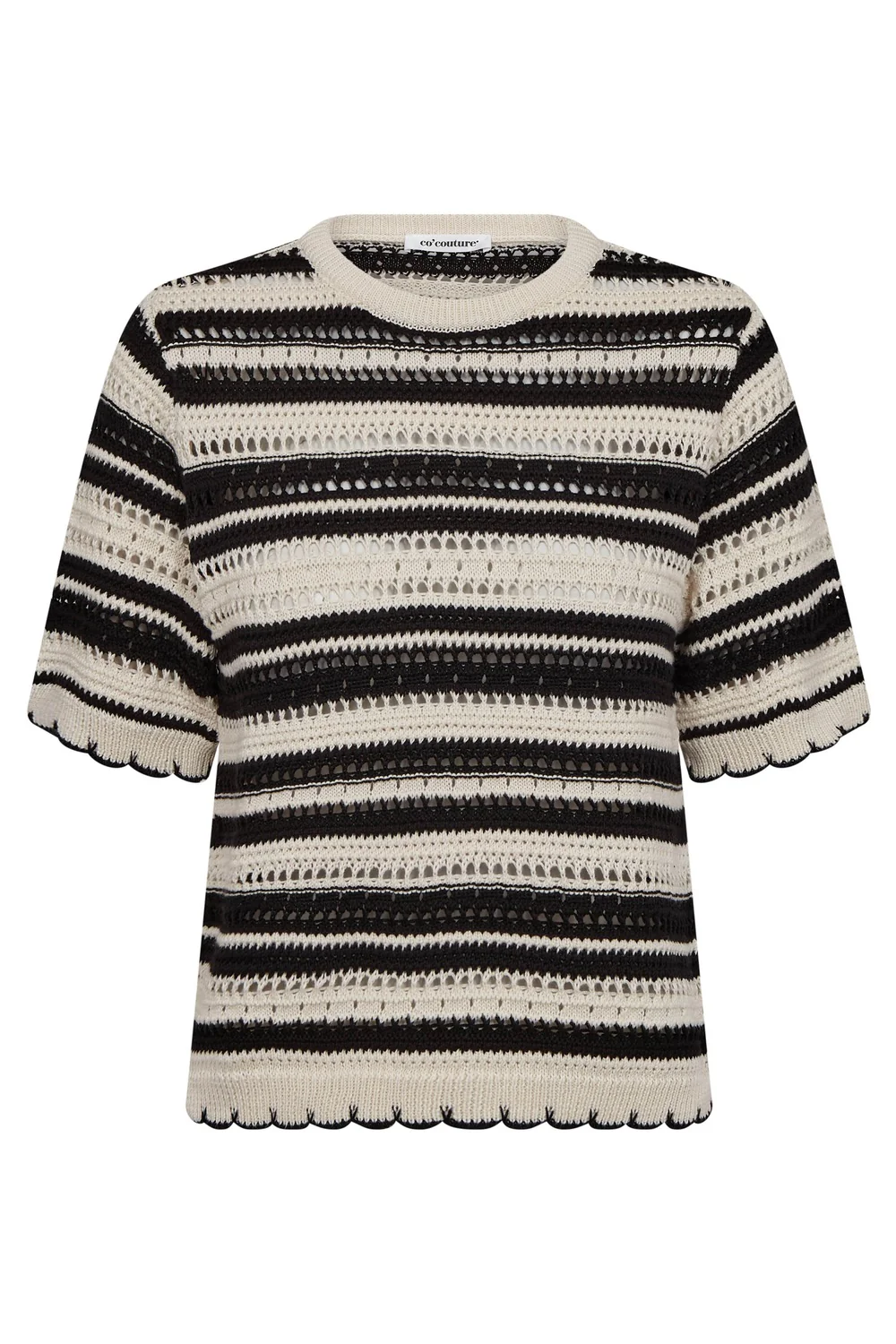 Odette Stripe SS O-Knit 42018 | OffWhite-Black | Strik fra Co'couture - Image 2