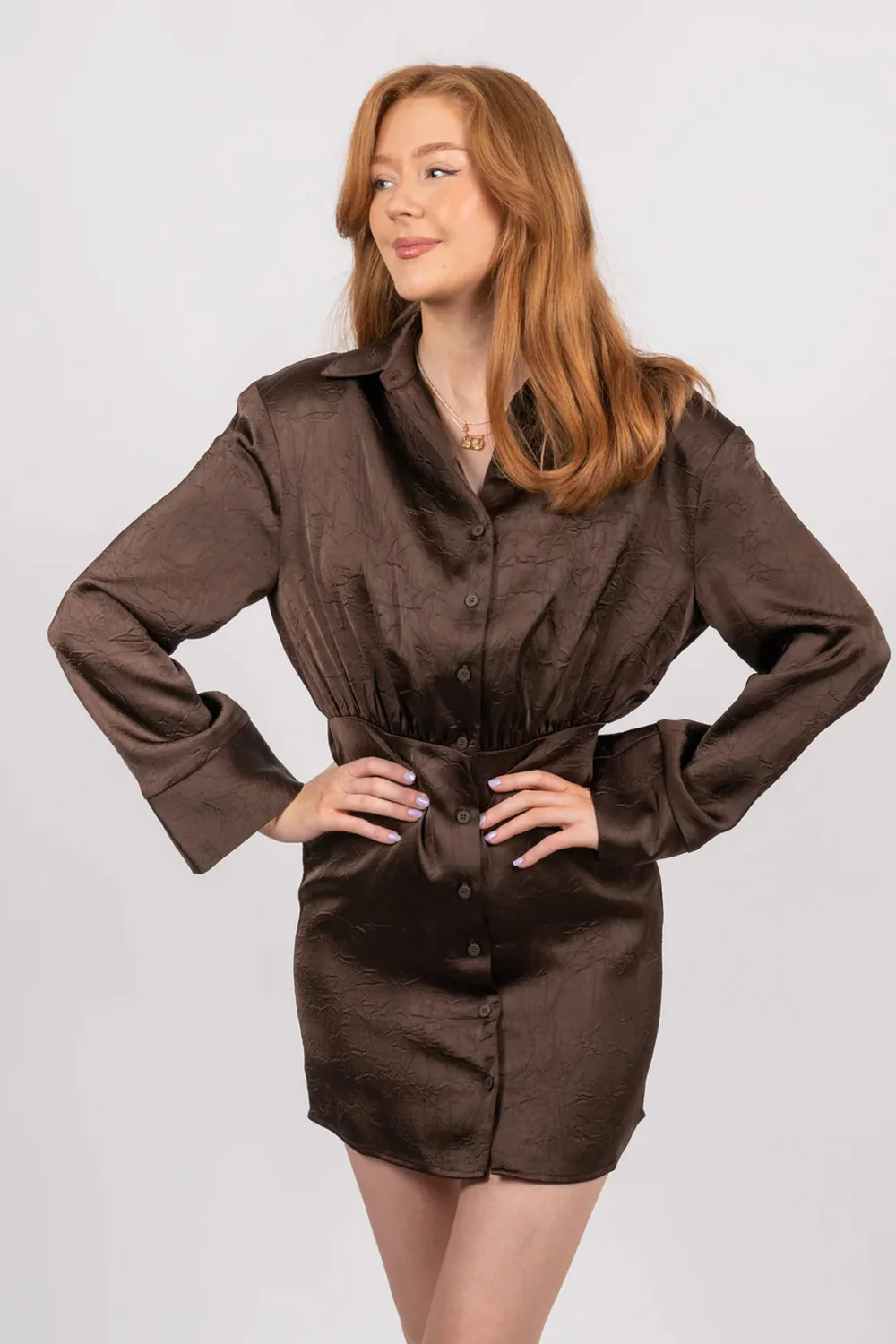 OS Polish shirt dress | Dark Oak | Kjole fra Oval Square - Image 2