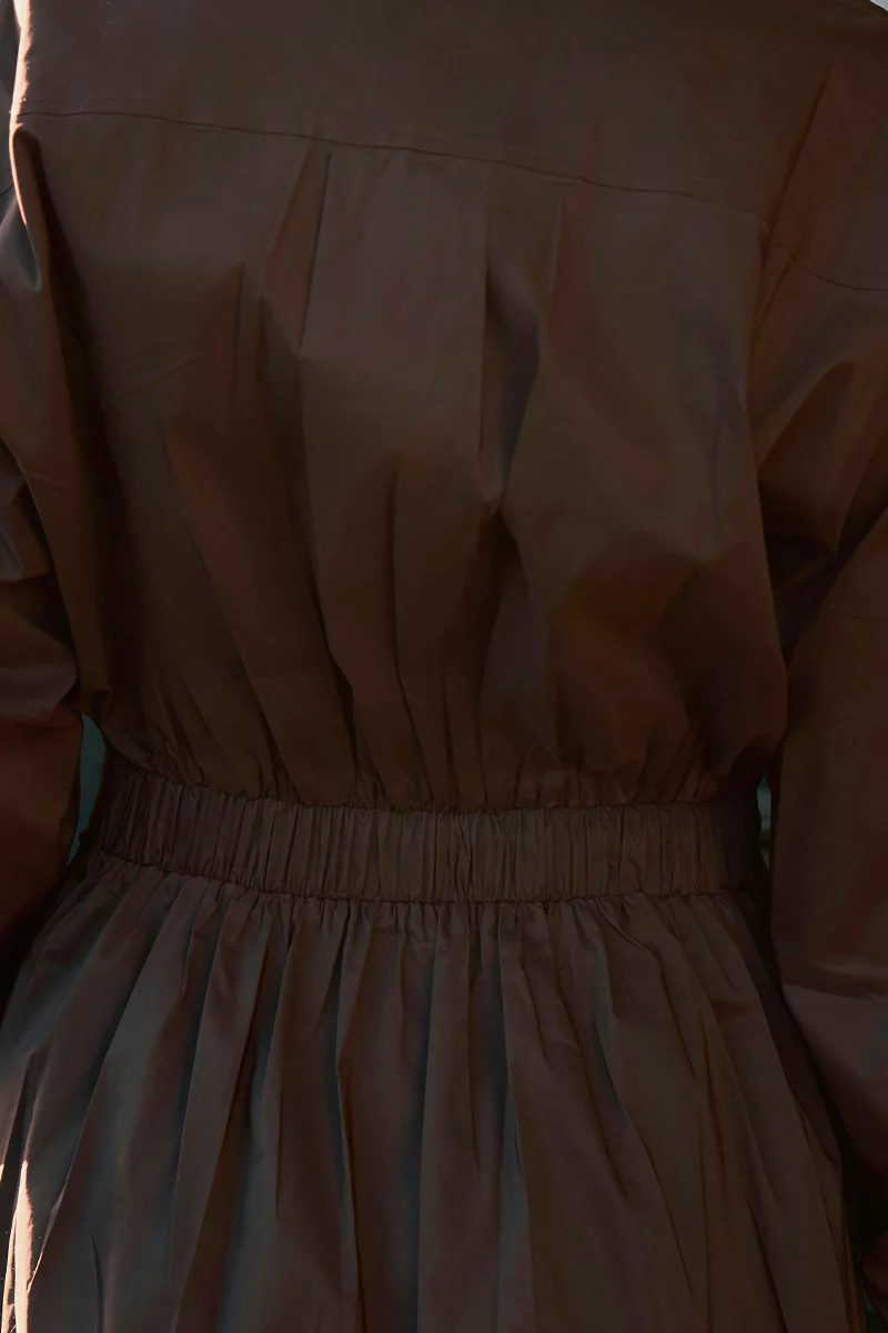 Ottana Poplin Dress | Chocolate Brown | Kjole fra Neo Noir - Image 8