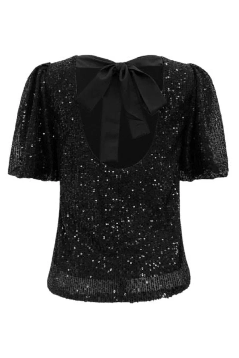 Paige Ss Blouse | Black Sequins | Bluse fra Liberté - Image 2
