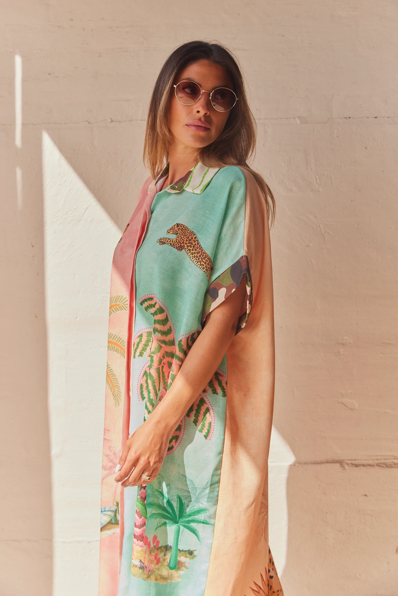 Pastel Palms Shirt Dress | Kjole fra Atelier C - Image 2