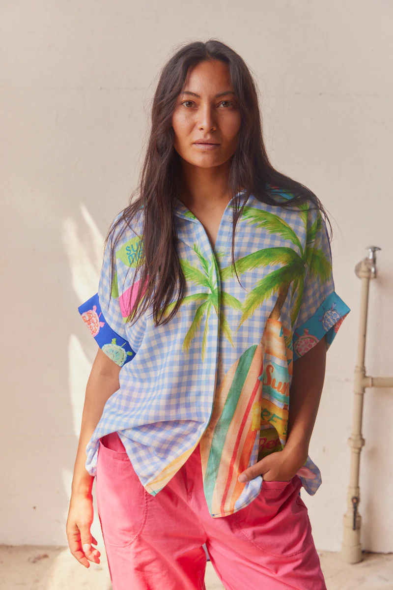 Peace Love SS shirt | Blue | Skjorte fra Atelier C - Image 4