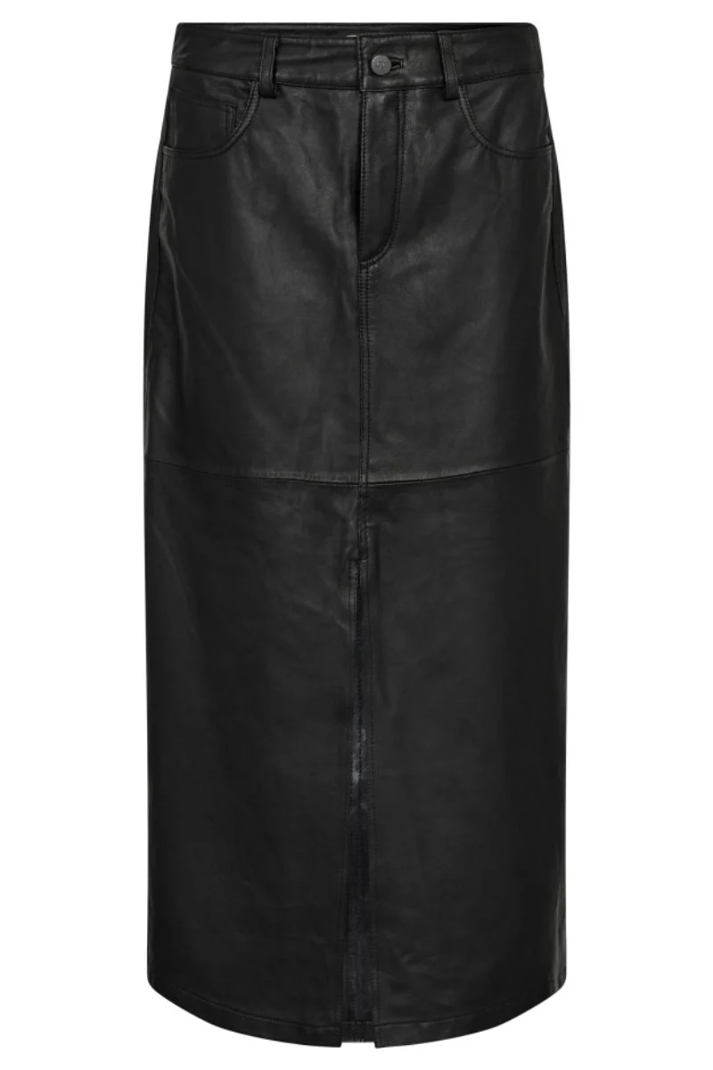 Phoebe Leather Slit Skirt | Black | Nederdel fra Co'couture - Image 3