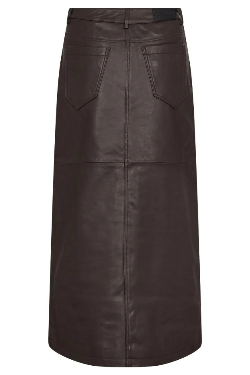 Phoebe Leather Slit Skirt 34074 | Mocca | Nederdel fra Co'couture - Image 2