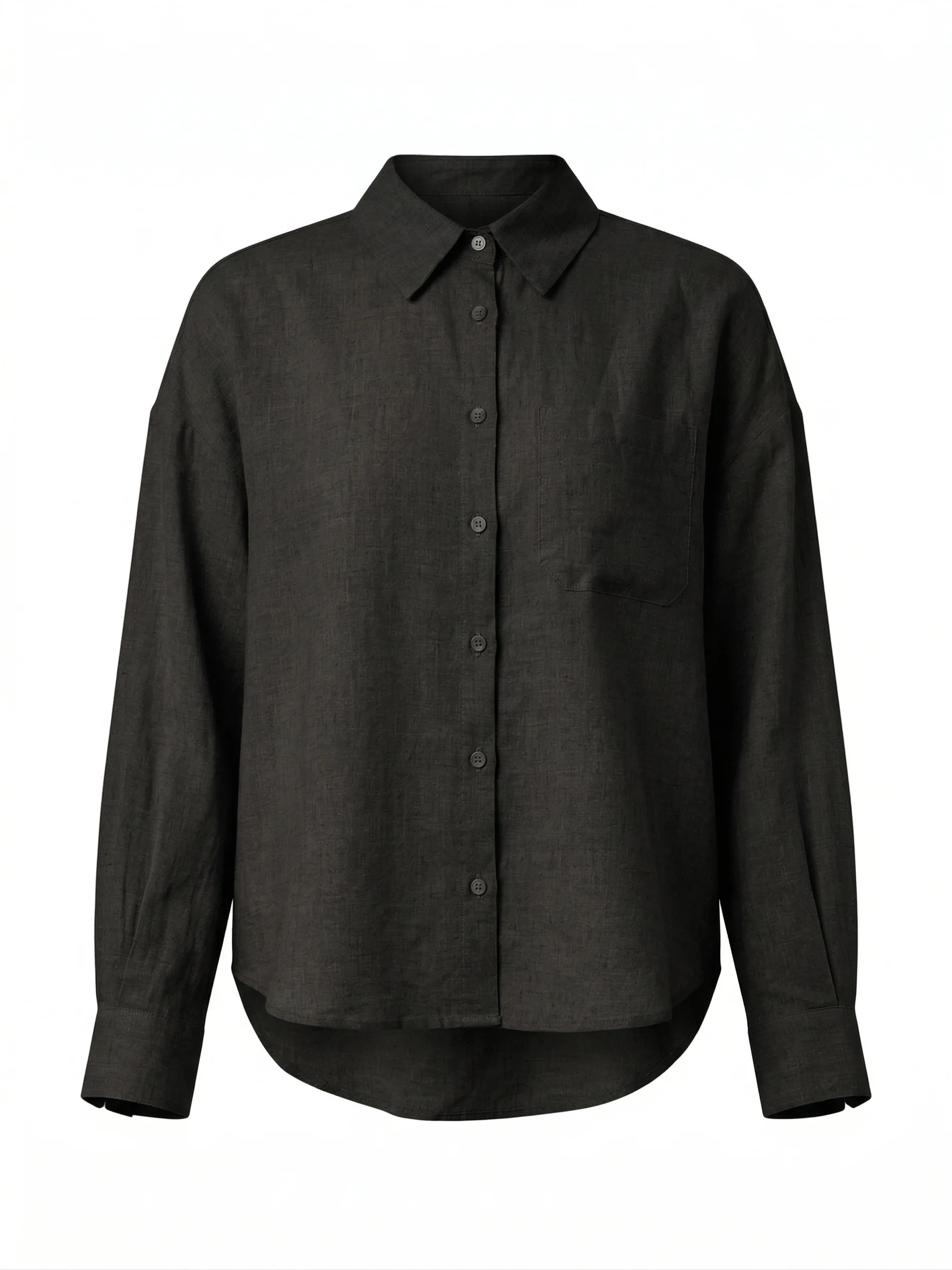 Plain Linen Shirt | Black | Skjorte fra Atelier C