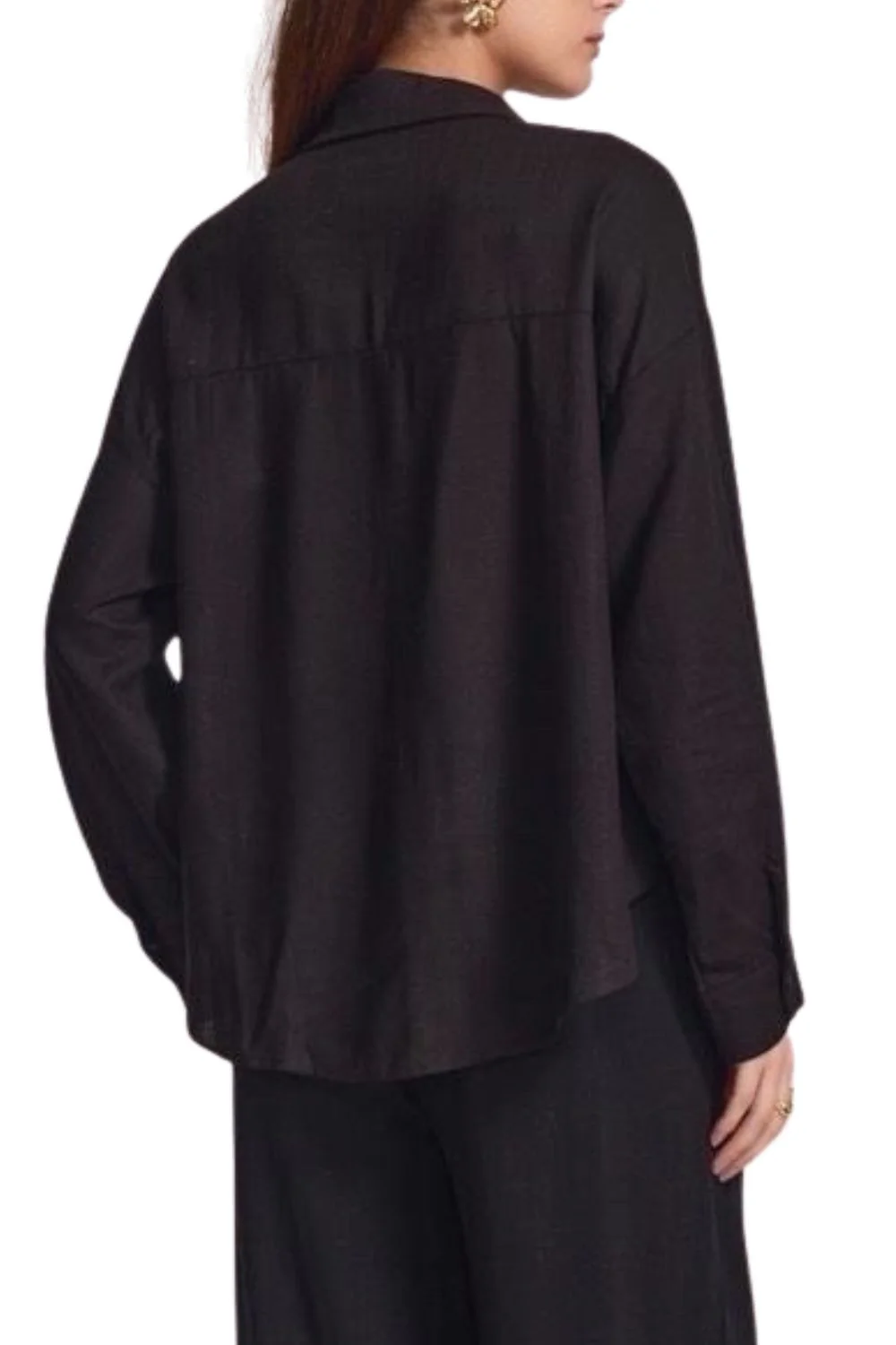 Plain Linen Shirt | Black | Skjorte fra Atelier C - Image 4