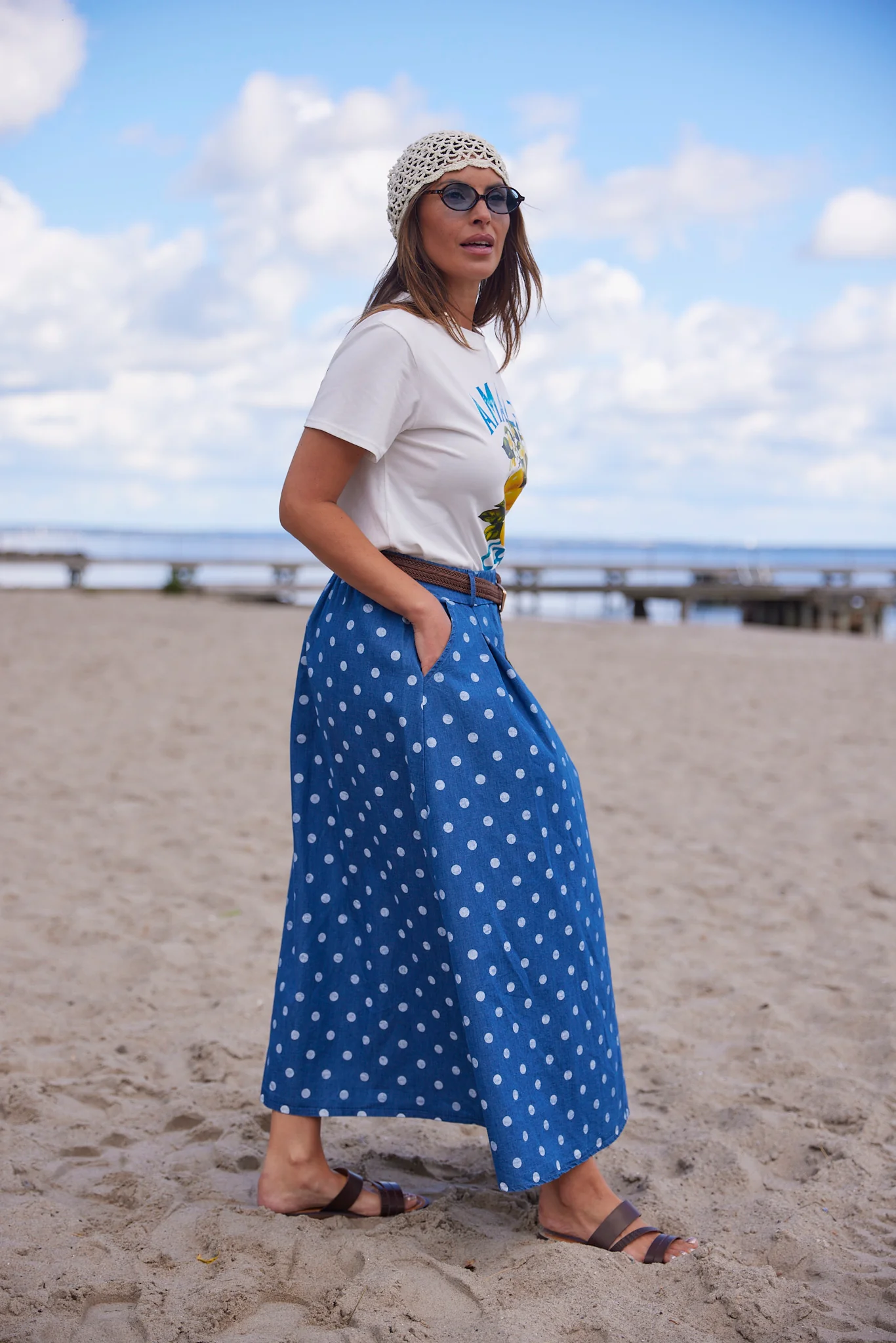 Polka Midi Skirt | Blue - Image 3