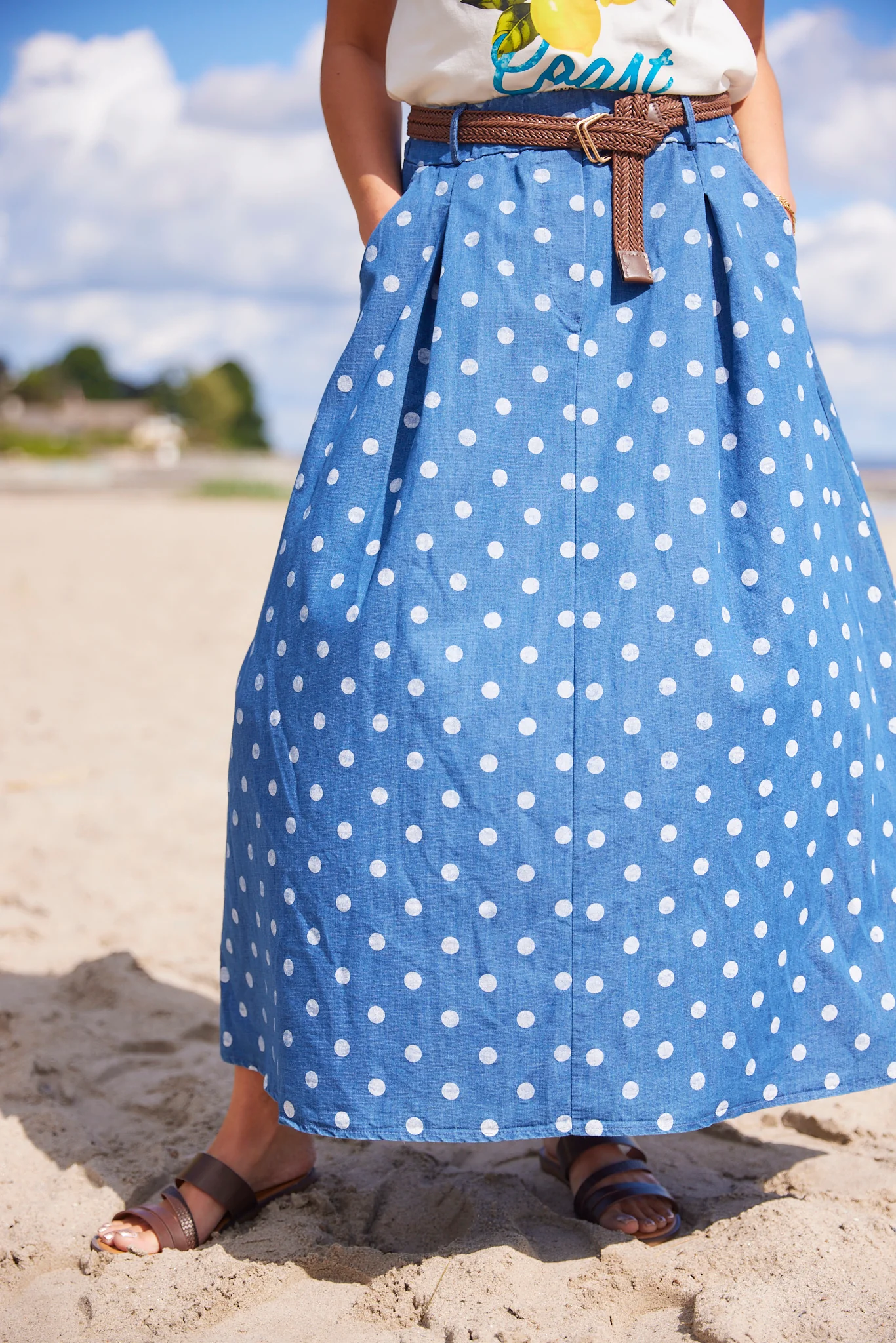 Polka Midi Skirt | Blue - Image 4