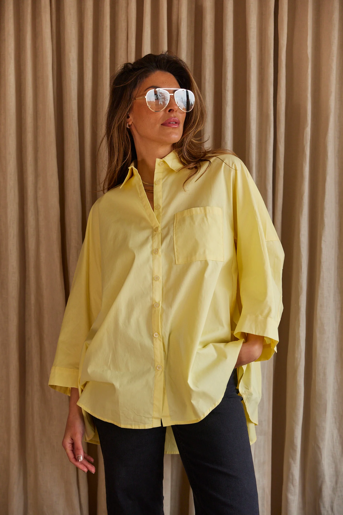 Polly Cotton Shirt | Light Yellow | Skjorte fra Atelier C - Image 3