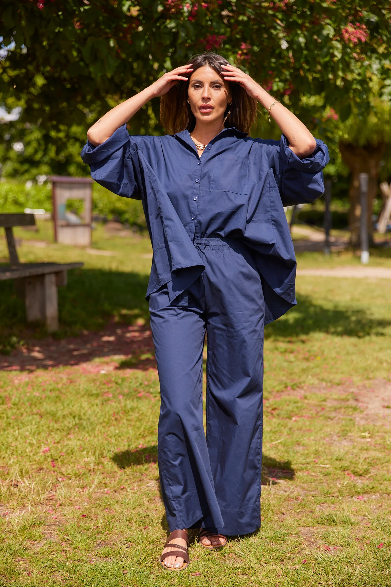 Polly Cotton Pants | Navy - Image 2