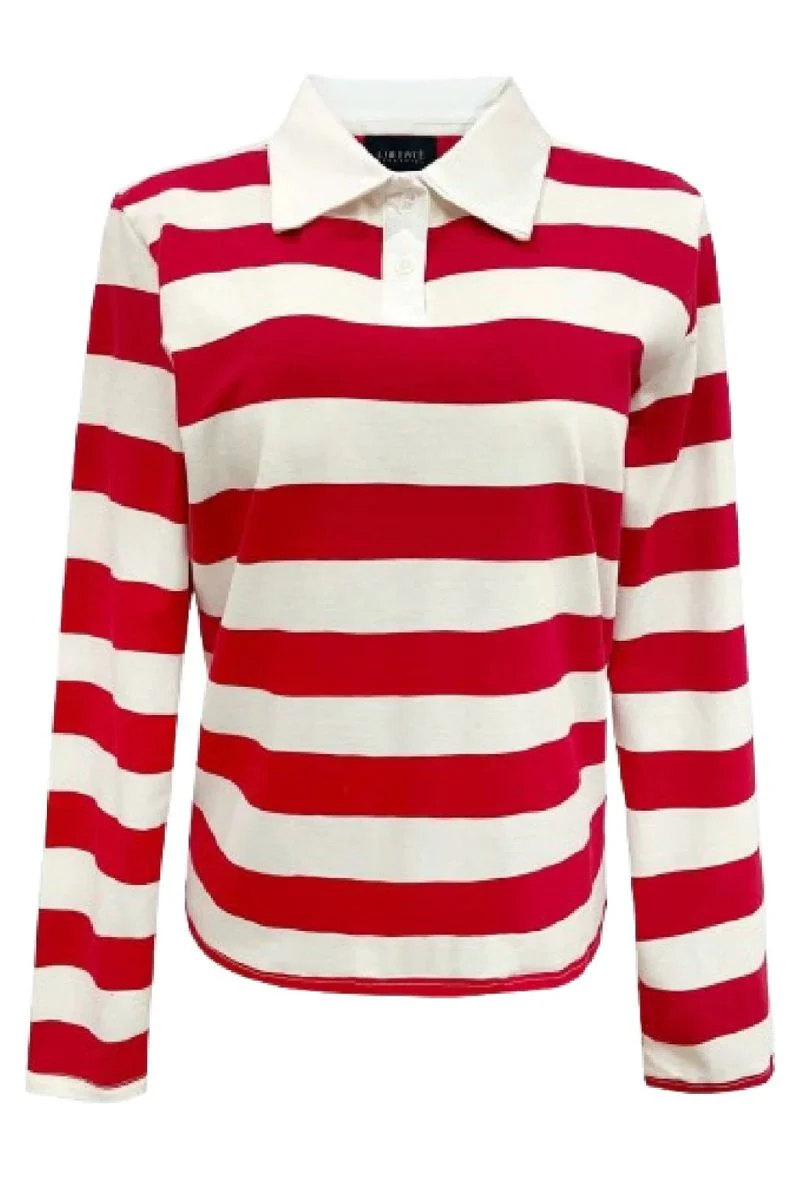 Polo Ls Shirt | Red White Stripe | fra Liberté