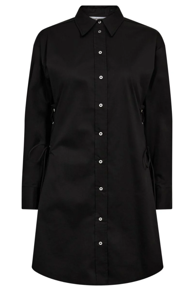Poppy Eyelet Tie Shirt Dress 36525 | Black | Kjole fra Co'couture - Image 2