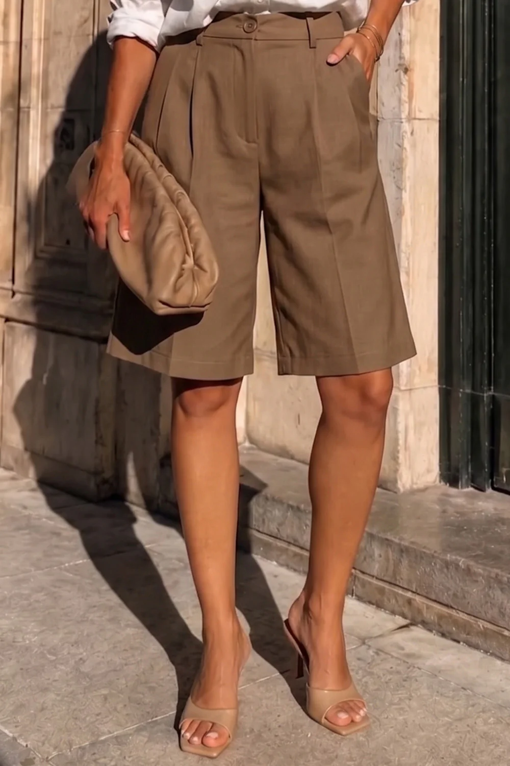 Pretty Tailored Bermuda Shorts | Brown - Image 6