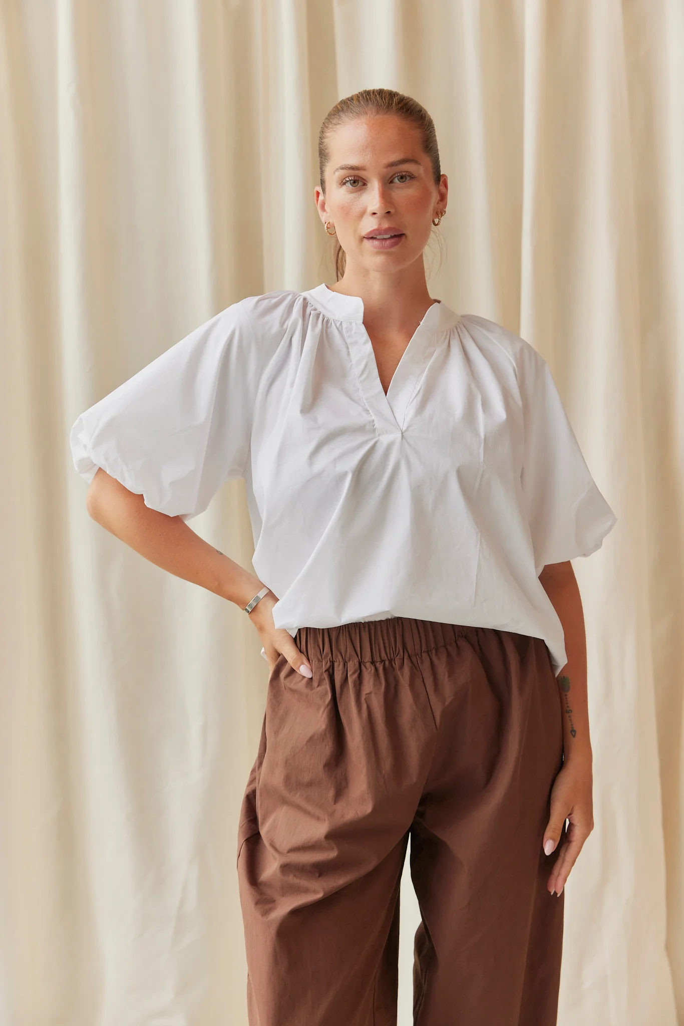 Penelope Puff Shirt | White - Image 3