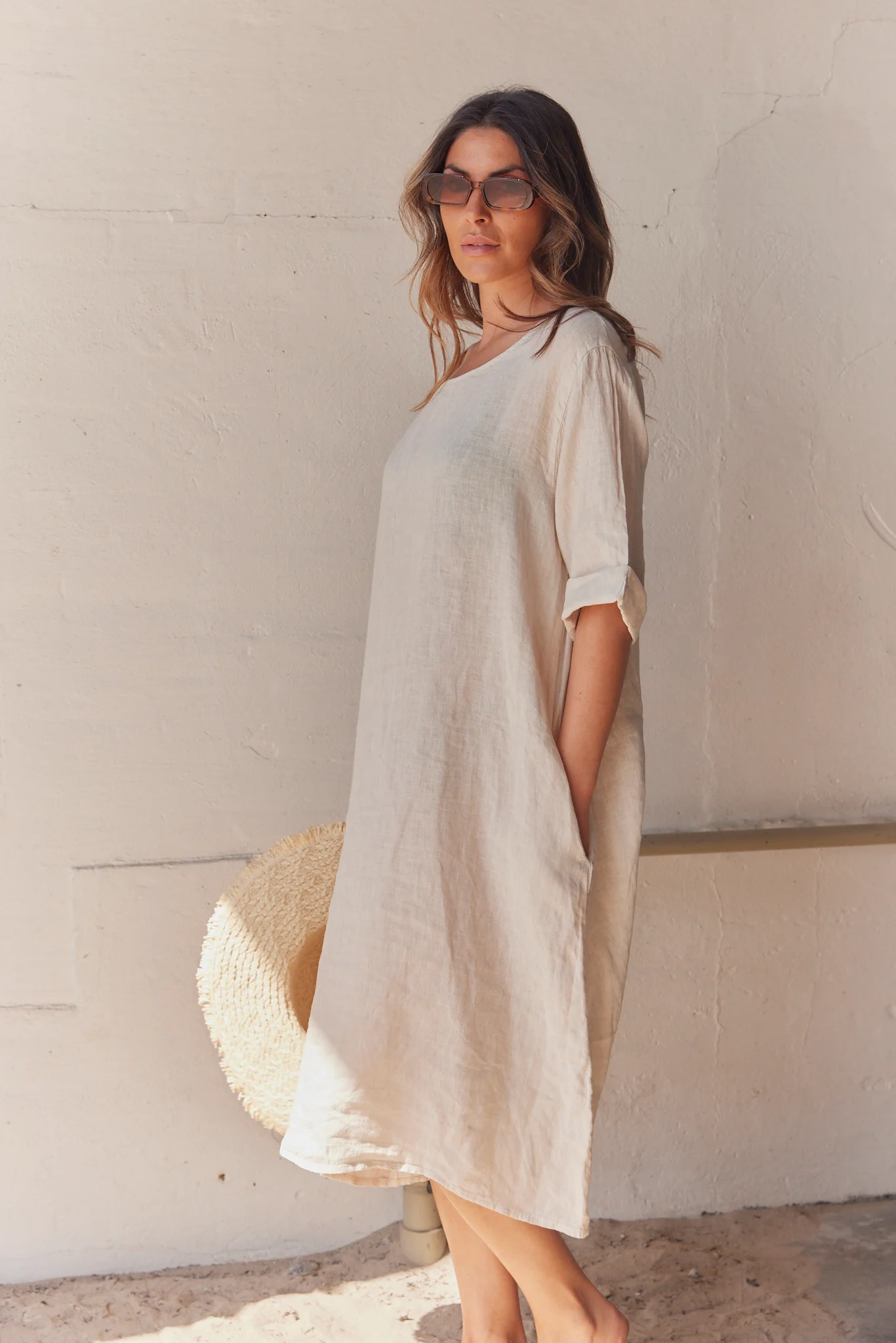 Pure Linen Dress | Beige | Kjole fra Atelier C - Image 3