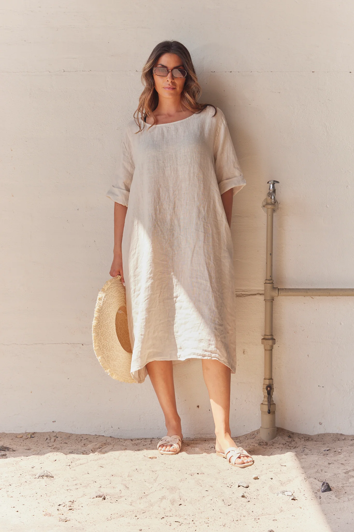 Pure Linen Dress | Beige | Kjole fra Atelier C - Image 4