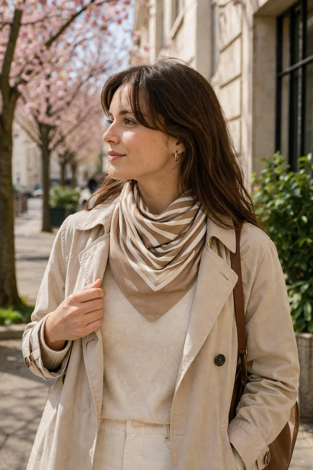 Raya Stripe Scarf | Taupe | Tørklæde fra By Timm