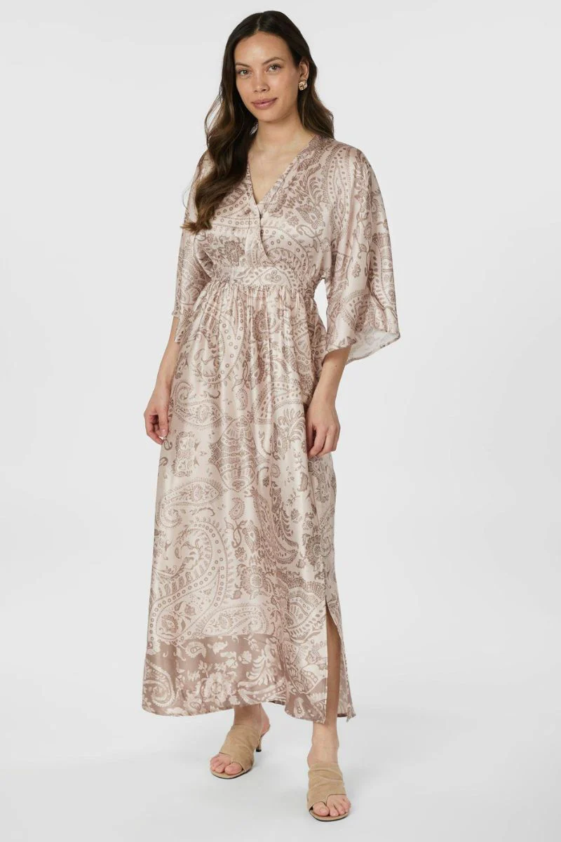 Reve Deco Paisley Dress | Taupe | Kjole fra Neo Noir - Image 2