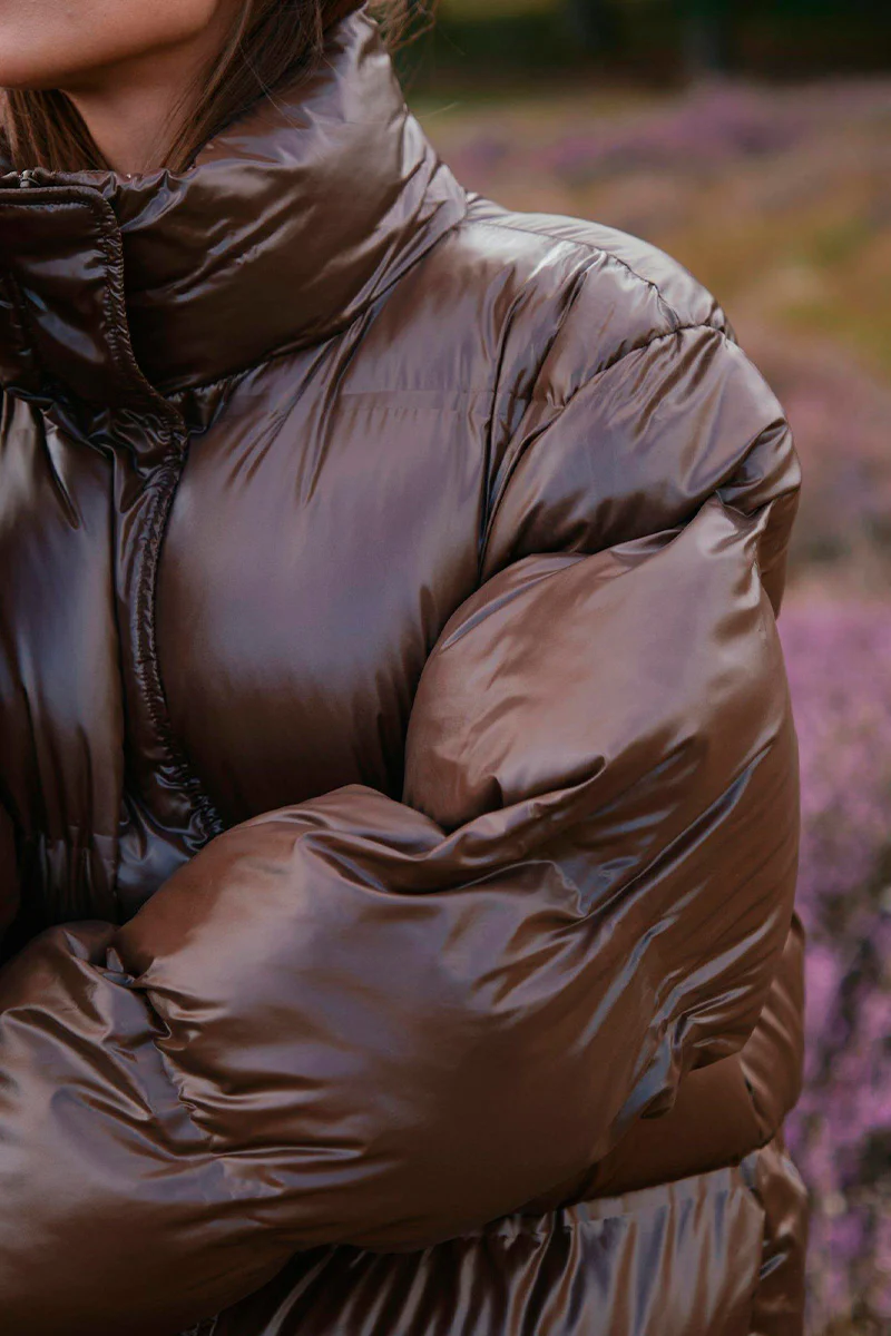 Rhea Shiny Puffer Jacket | Dark Brown | Jakke fra Neo Noir - Image 4
