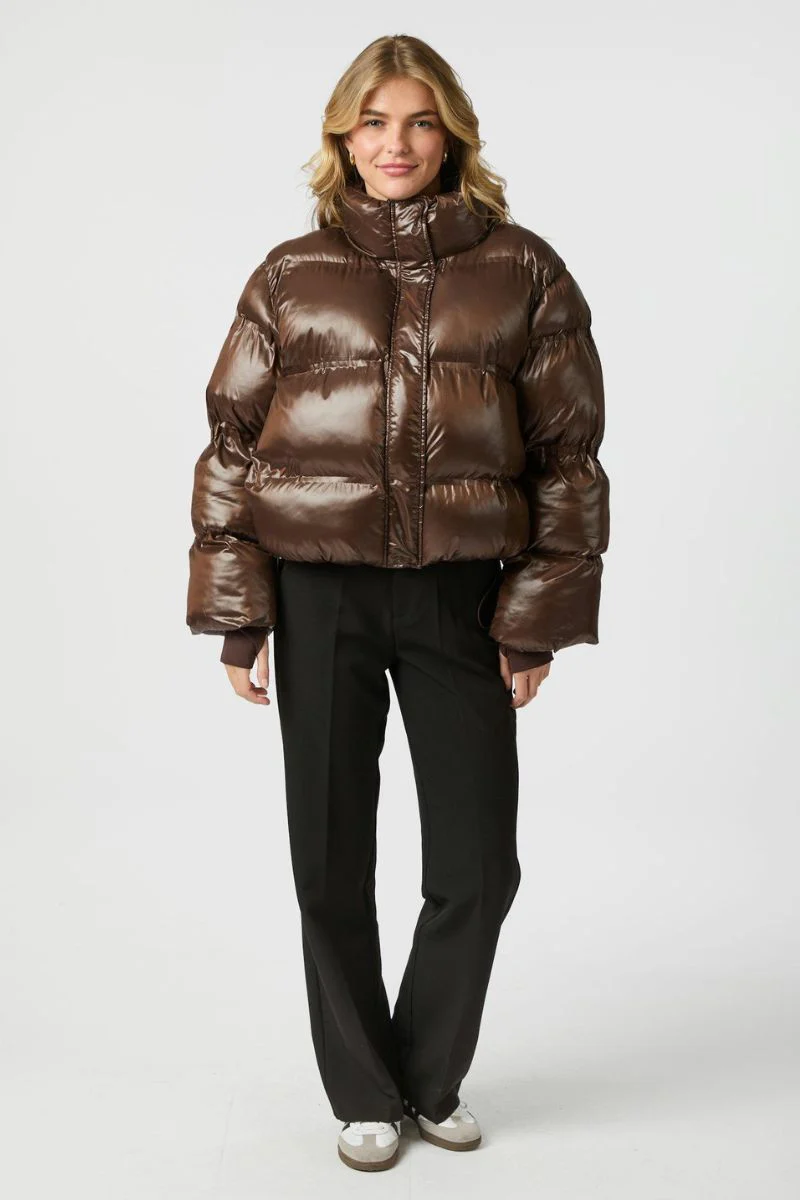 Rhea Shiny Puffer Jacket | Dark Brown | Jakke fra Neo Noir - Image 9