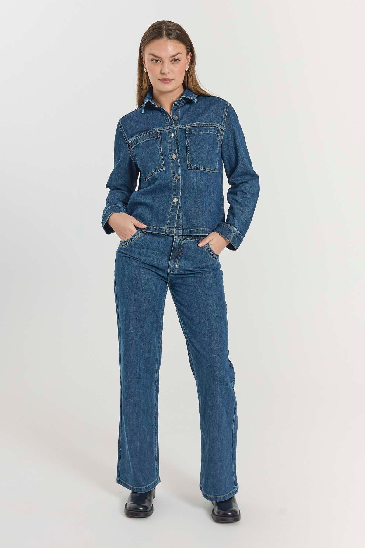 Rinna Jacket 206991 | Medium Blue Denim | Jakke fra Freequent - Image 6