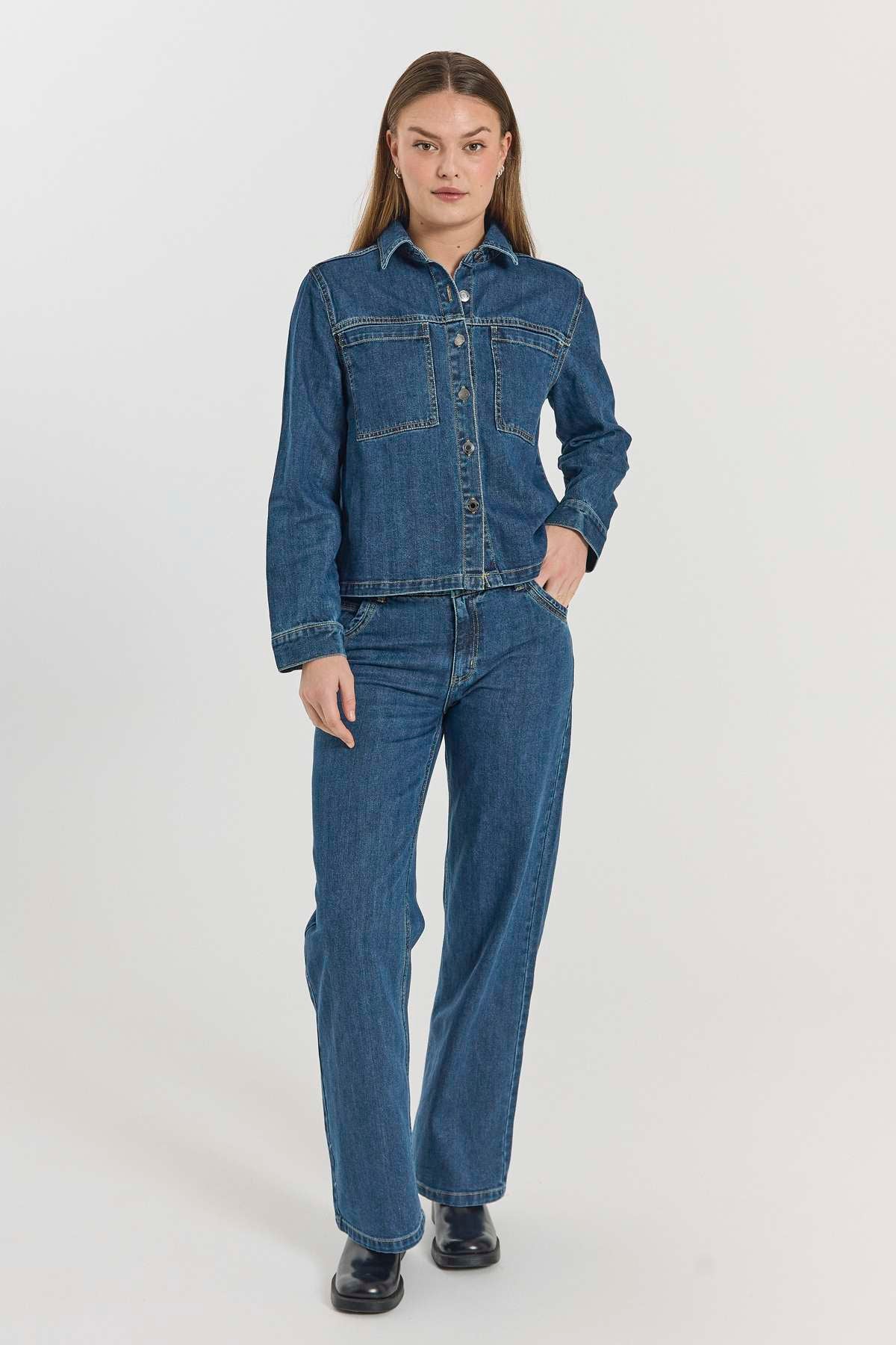 Rinna Jacket 206991 | Medium Blue Denim | Jakke fra Freequent - Image 7