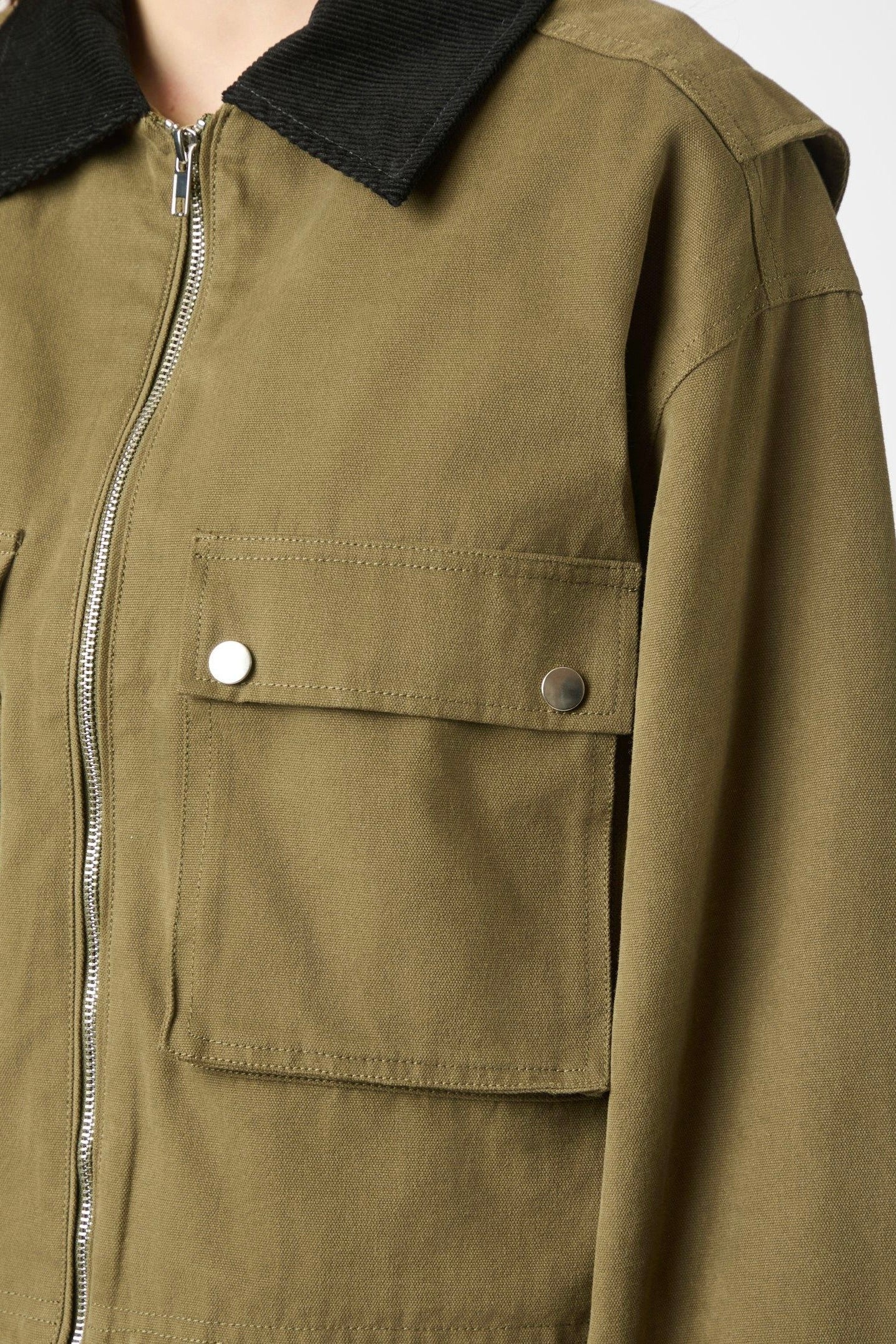 Rivera Canvas Boxy Jacket | Army | Jakke fra Neo Noir - Image 5