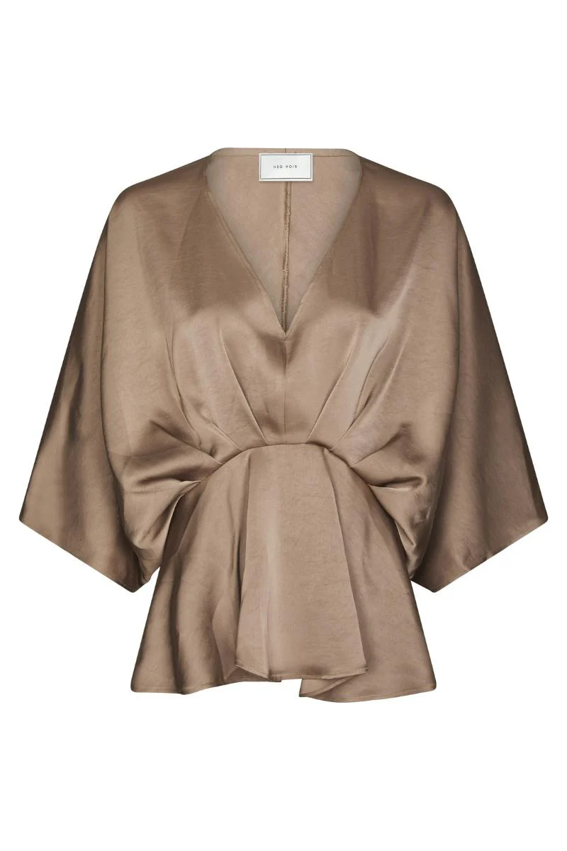 Rivina Heavy Sateen Blouse | Dark Taupe | Bluse fra Neo Noir - Image 2