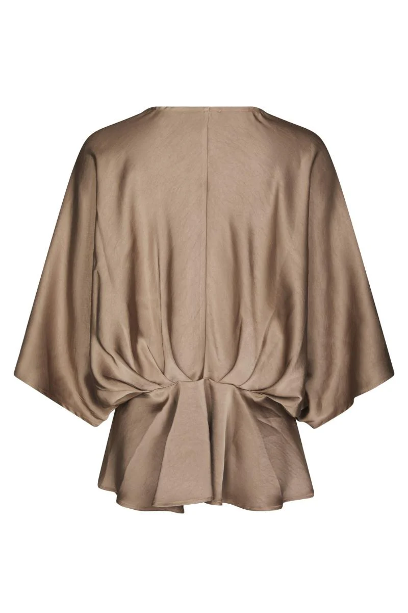Rivina Heavy Sateen Blouse | Dark Taupe | Bluse fra Neo Noir - Image 5