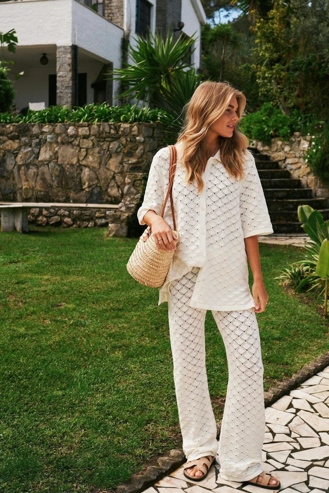 Rizzy Crochet Pants | Off White | Strik fra Neo Noir - Image 4