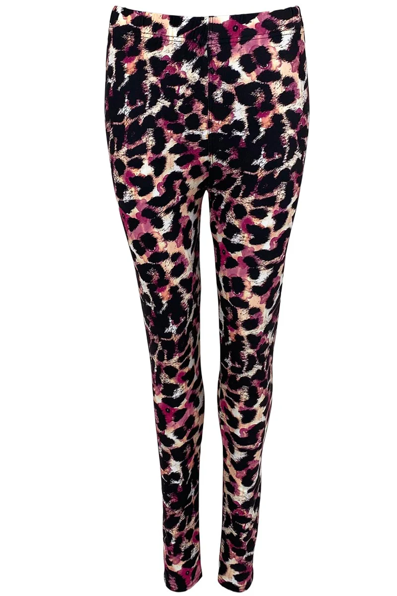 Robyn Printed Legging | Blush Leo | Leggings fra Black Colour