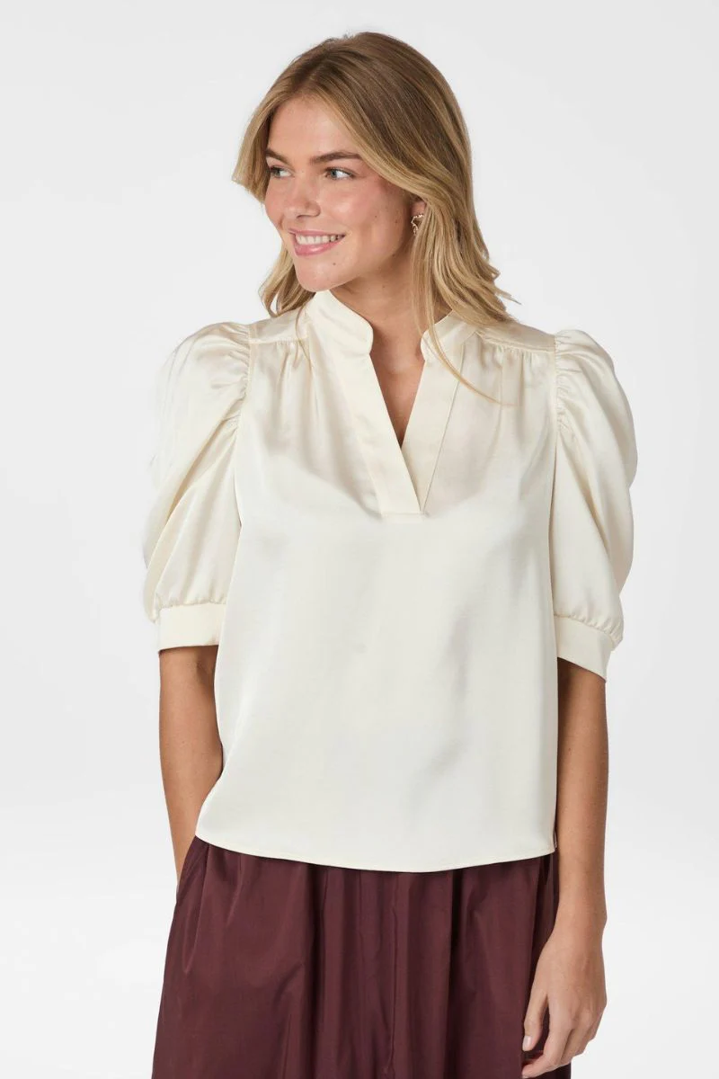 Roella Heavy Sateen Blouse | Pearl | Bluse fra Neo Noir - Image 2