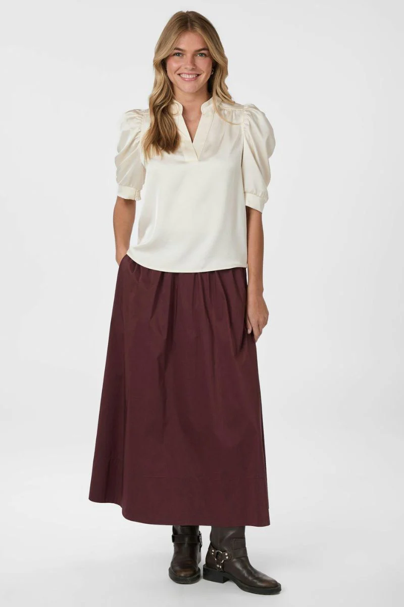 Roella Heavy Sateen Blouse | Pearl | Bluse fra Neo Noir - Image 4