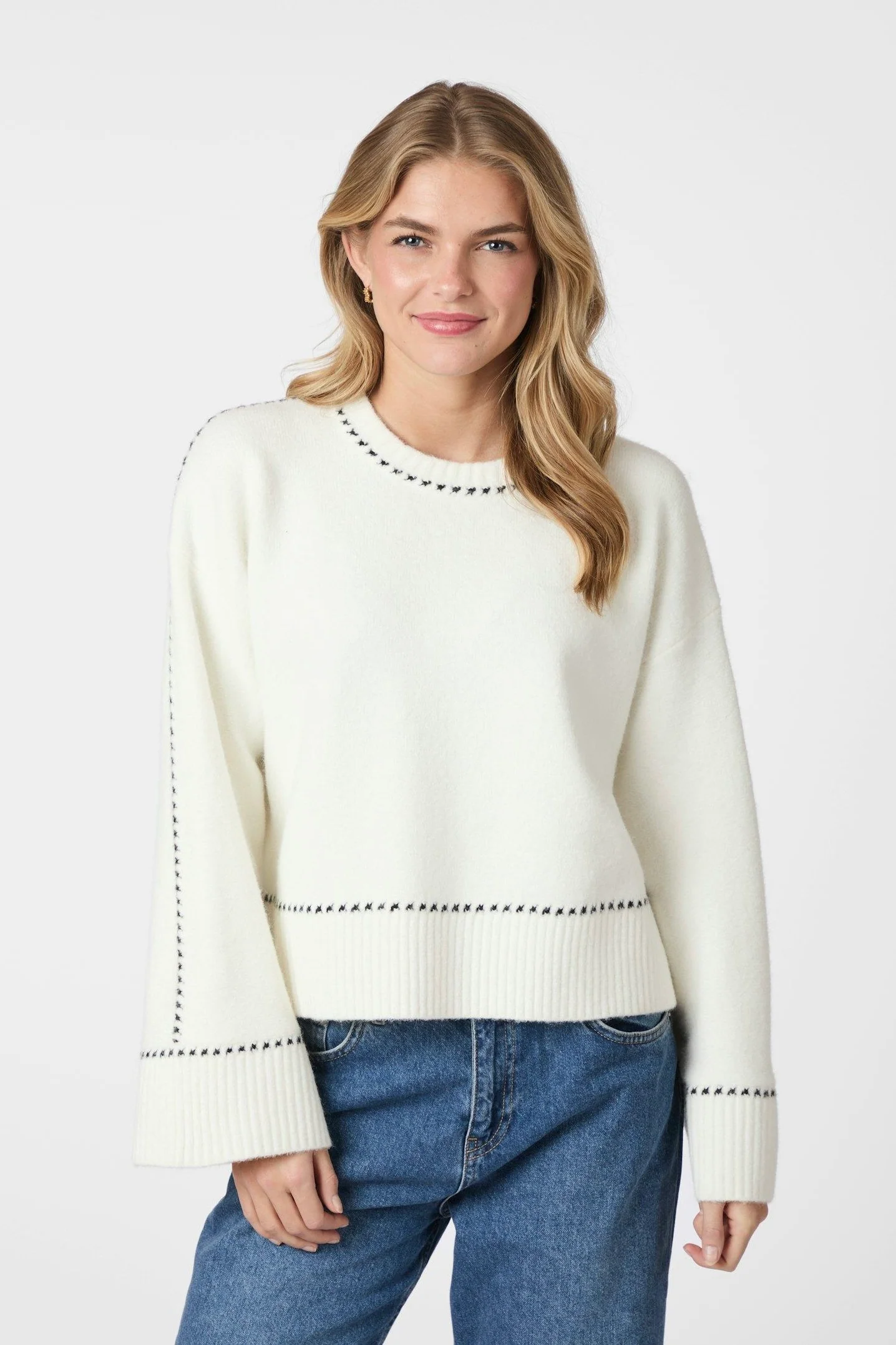 Roeme Knit Stitch Blouse | Off White | Strik fra Neo Noir - Image 7
